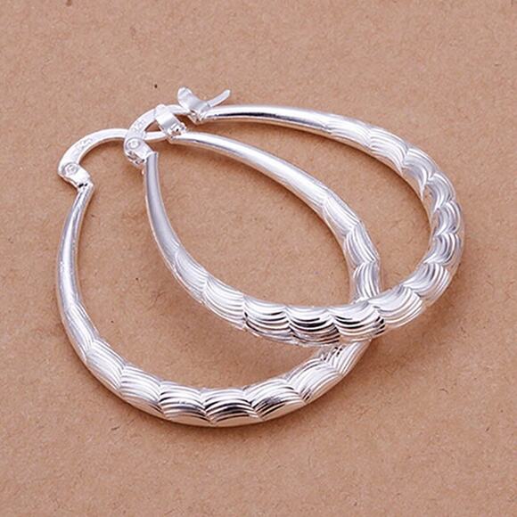 Rygai 925 Sterling Silver U Shape Hoop Dangle Earrings for Women - Picture 1 of 5